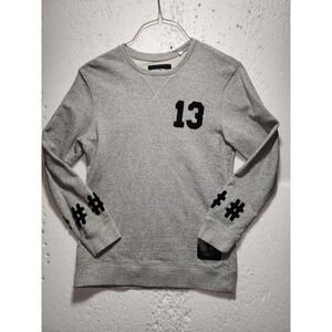BeenTrill Sweater Mens Medium Gray Round Neck Long Sleeve # 13 Logo Pull On